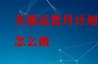 天貓運營月計劃怎么做？