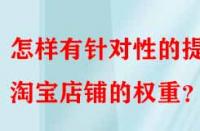 怎樣有針對性的提升淘寶店鋪的權(quán)重？