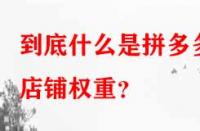 到底什么是拼多多店鋪權(quán)重？