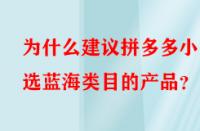 為什么建議拼多多小白選藍海類目的產品？